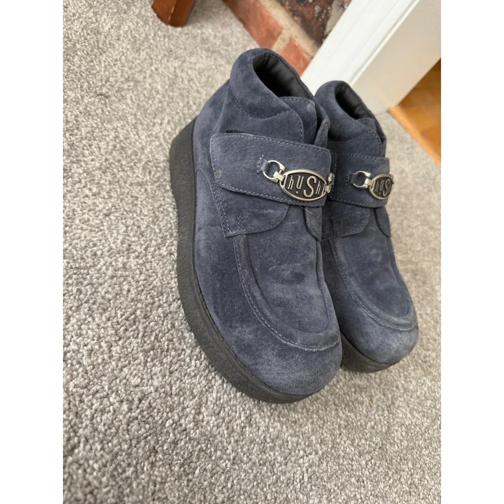 Y2K Vtg Hush Puppies Elvis Blue Suede Shoes‎ womens 5-5.5 RARE
